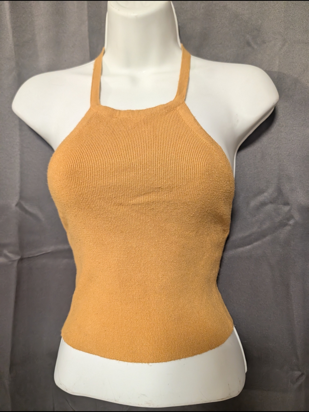 Forever 21 Mustard Halter Cropped Knit Tank Top